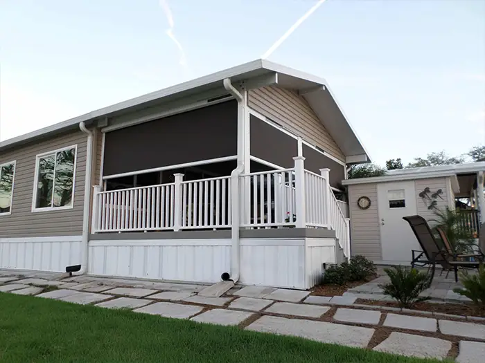 Solar shades on home's porch