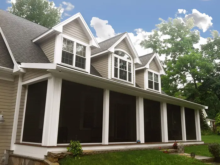 Zip Tex screens on front porch of home